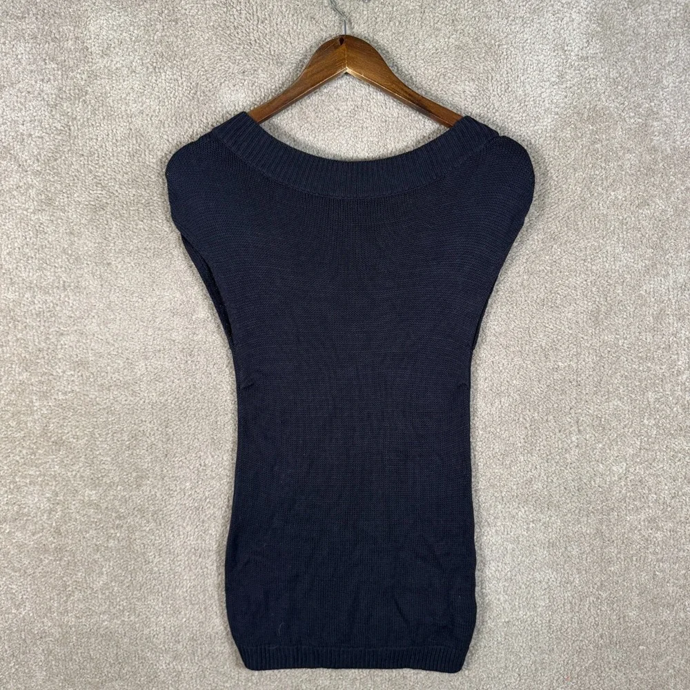 Vince Knit Sweater Tank Women's XS Black Sleeveless Pullover Top Off Shoulder‎